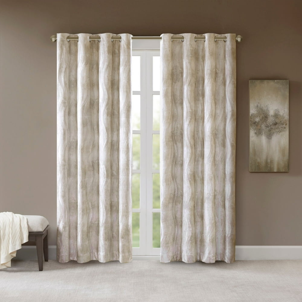 Sunsmart Alastair Ivory Printed Jacquard Total Blackout Single Curtain