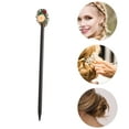 thumbnail image 3 of Unique Bargains 1 Pc Hair Chopstick Classic Retro Style Hair Hairpin Black Yellow, 3 of 5