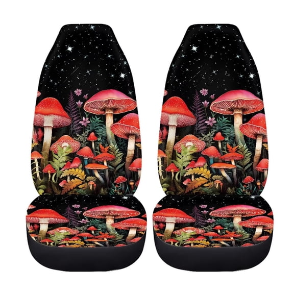 chaqlin Cottagecore forest Mushroom Starry Sky Print Car Front Seat Covers Set of 2 Boho Car Accessories for Women Vehicle Decor Bucket Seat Covers Universal Fit Most Truck Suv Vans