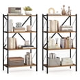 thumbnail image 1 of Gymax 2PCS 4-Tier Bookshelf Book Holder w/Heavy-Duty Metal Frame for Living Room Walnut, 1 of 10