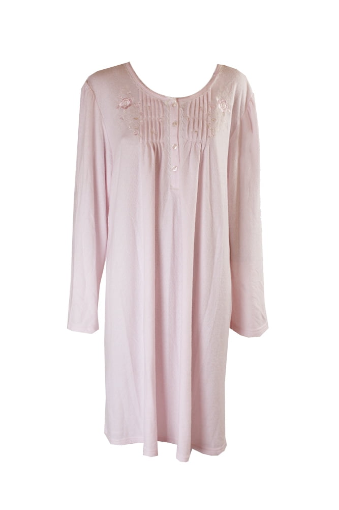 Miss Elaine - Miss Elaine Plus Size Pink Honeycomb Short Nightgown 3X ...