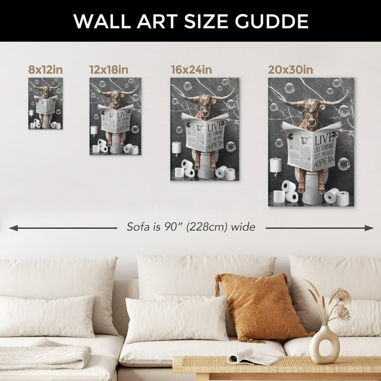 Highland Cow Bathroom Pictures Wall Decor - Funny Black And White Bathroom