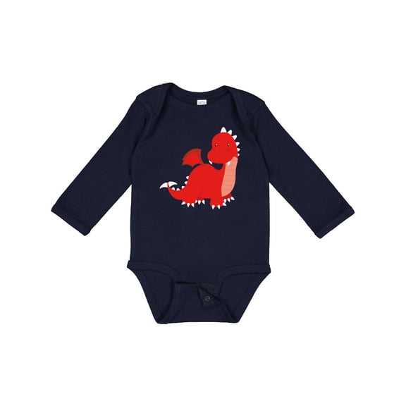Inktastic Adorable Red Dragon Boys Long Sleeve Baby Bodysuit
