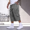 thumbnail image 6 of BVnarty Men's 3/4 Capri Cargo Pants Elastic Waist Drawstring Below Knee Baggy Wide Leg Casual Summer Lightweight Pants with Pockets Gray L, 6 of 9
