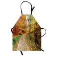 thumbnail image 1 of Fall Apron, Colorful Autumnal Landscape with Forest and Fallen Leaves, Unisex Kitchen Bib with Adjustable Neck for Cooking Gardening, Adult Size, Green Vermilion, by Ambesonne, 1 of 4