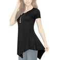 thumbnail image 6 of Made by Johnny Women's V-Neck Asymmetrical Tunic Top L BLACK, 6 of 7
