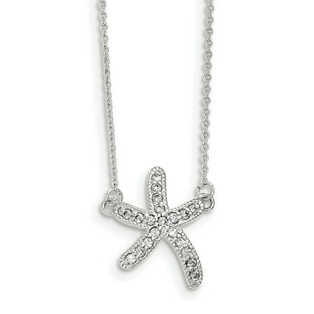 925 Sterling Silver Cubic Zirconia Cz Starfish Chain Necklace Pendant Charm Sea Life Gifts For Women For Her