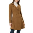 thumbnail image 4 of INSPIRE CHIC Women's Notched Lapel Double Breasted Elegant Winter Long Coat M Brown, 4 of 6