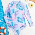 thumbnail image 4 of Girl Rash Guard Swimming Bathing Suit Sun Protection Long Sleeve Hawaiian Ruffle Kids Bathing Suits 5-6 Years, 4 of 6