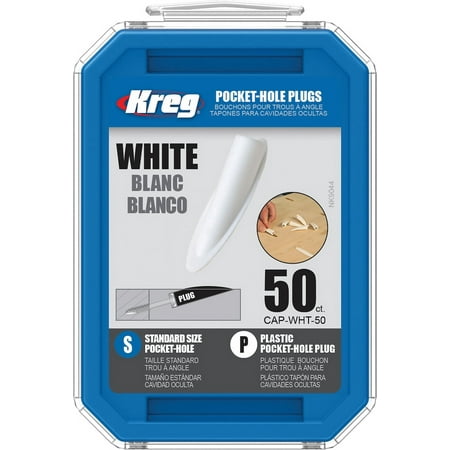 Kreg CAP-WHT-50 White Plastic Plugs (50 Count)