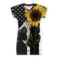 thumbnail image 4 of Xoenoiee Cow American Flag Sunflower Print Short Sleeve V Neck T-shirt Dresses for Kids Girls and Toddler Casual Loose Shift Dress, Size 5-6 Years, 4 of 6