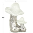 thumbnail image 3 of 7" x 10" Silver Ceramic Mushroom Sculpture with White Tops and Textured Grooves, by DecMode, 3 of 9