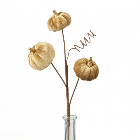 16"  Brown Velvet Pumpkin Pick