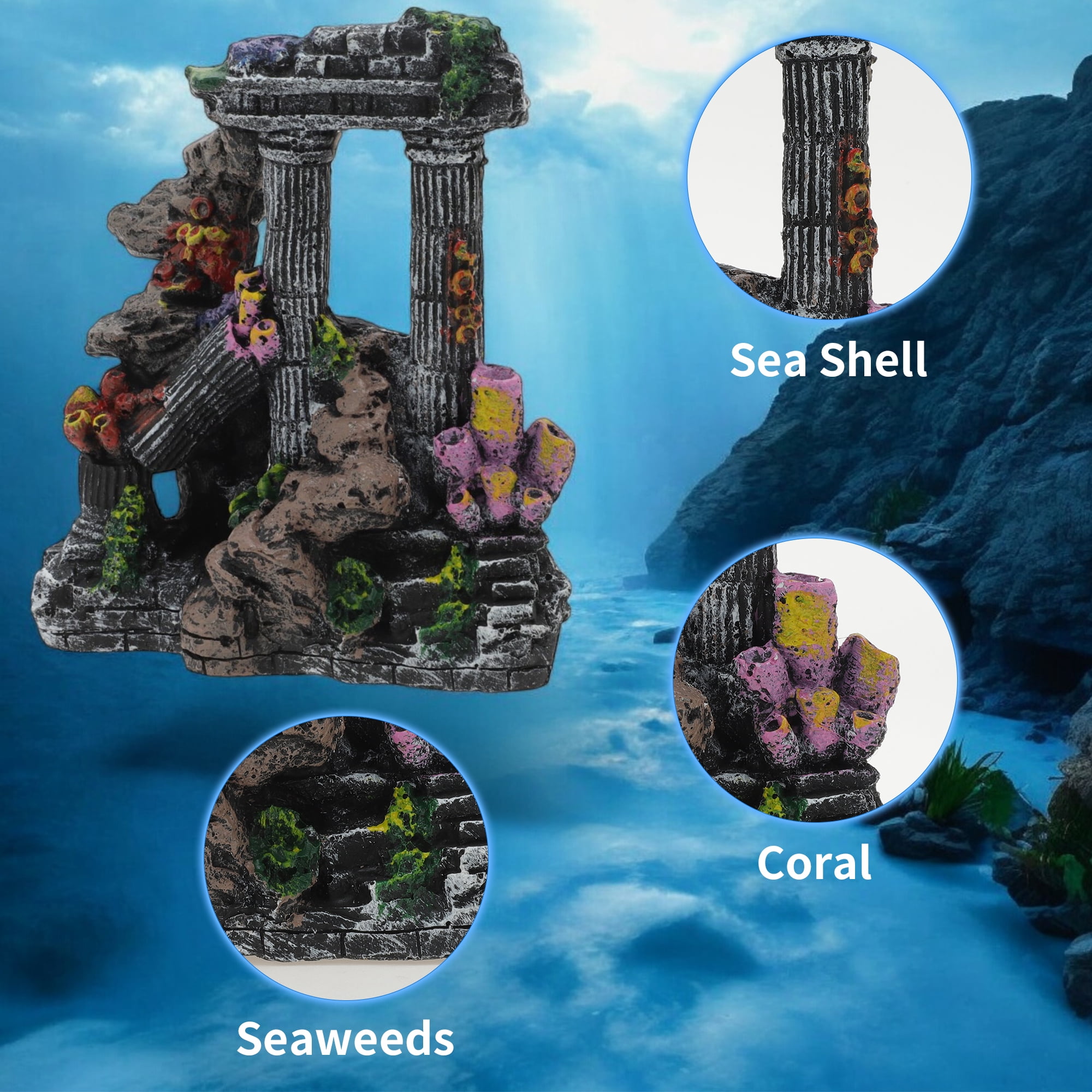 Unique Bargains Fish Tank Decorations Natural Coral Reef Design Aquarium Decorations Enhances Underwater Aesthetic for Fish Black Gray