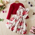 thumbnail image 4 of YuYuBao Toddler Girls Outfits Sets Summer Bow Print Sleeveless Dress With Long Sleeve Beach Party Cardigan Coats Kids Girls 2 Piece Suits, 6-7 Years, 4 of 9