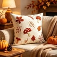 thumbnail image 4 of Linen Embroidery Throw Pillow Cover Red Spotted Leaf Decorative Cushion Case Fall Pillowcase for Sofa Couch 18x18 by OVFUIZ, 4 of 6