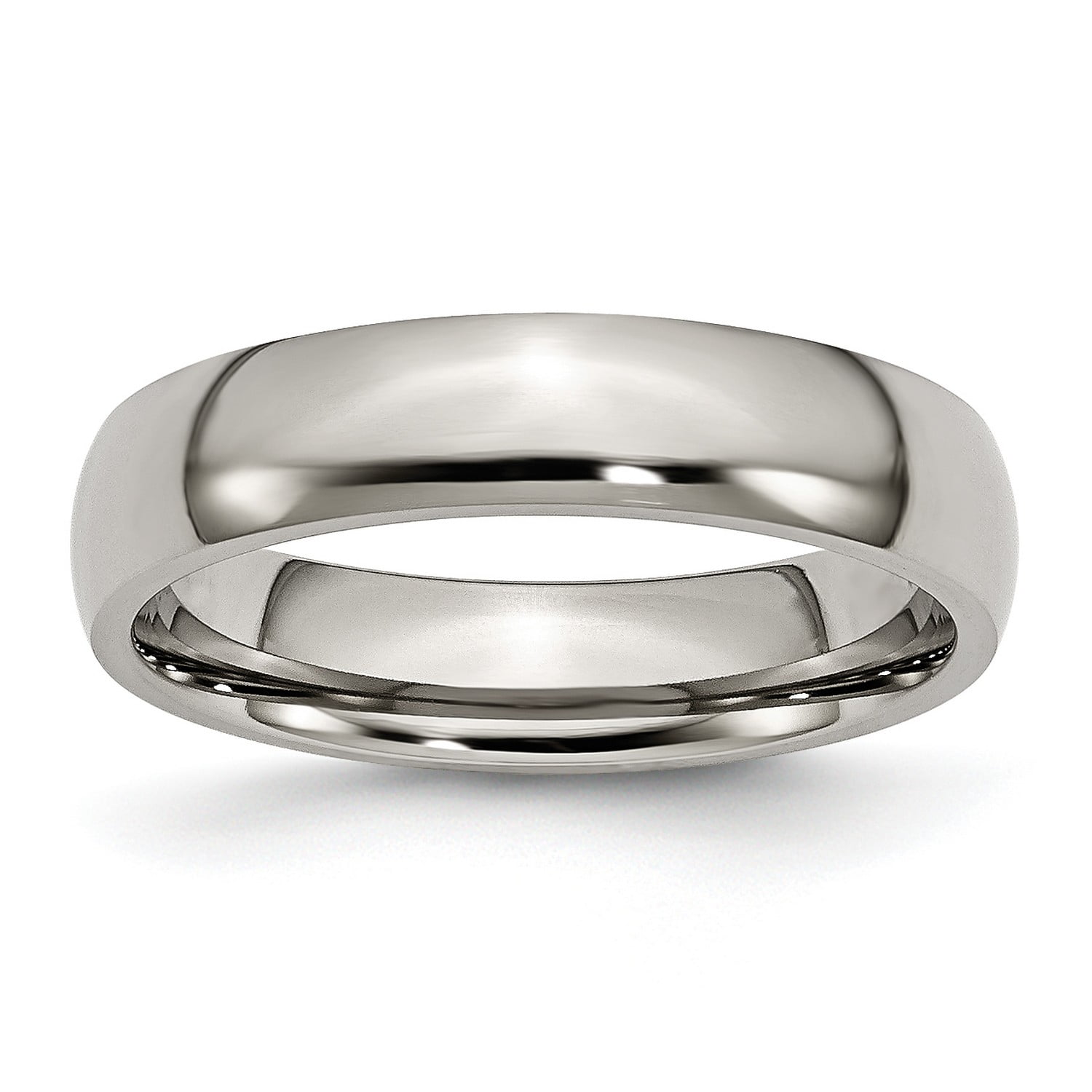 Classic Titanium Ring Comfort Fit Polished 6mm Wide Wedding Band Size 4 to 14 