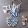 thumbnail image 2 of Daeyard Sexy Lace Cami and Shorts 2 Pieces Pajama Set For Women Silk Floral Pjs Lingerie Set Satin Sleepwear Nightwear, 2 of 4