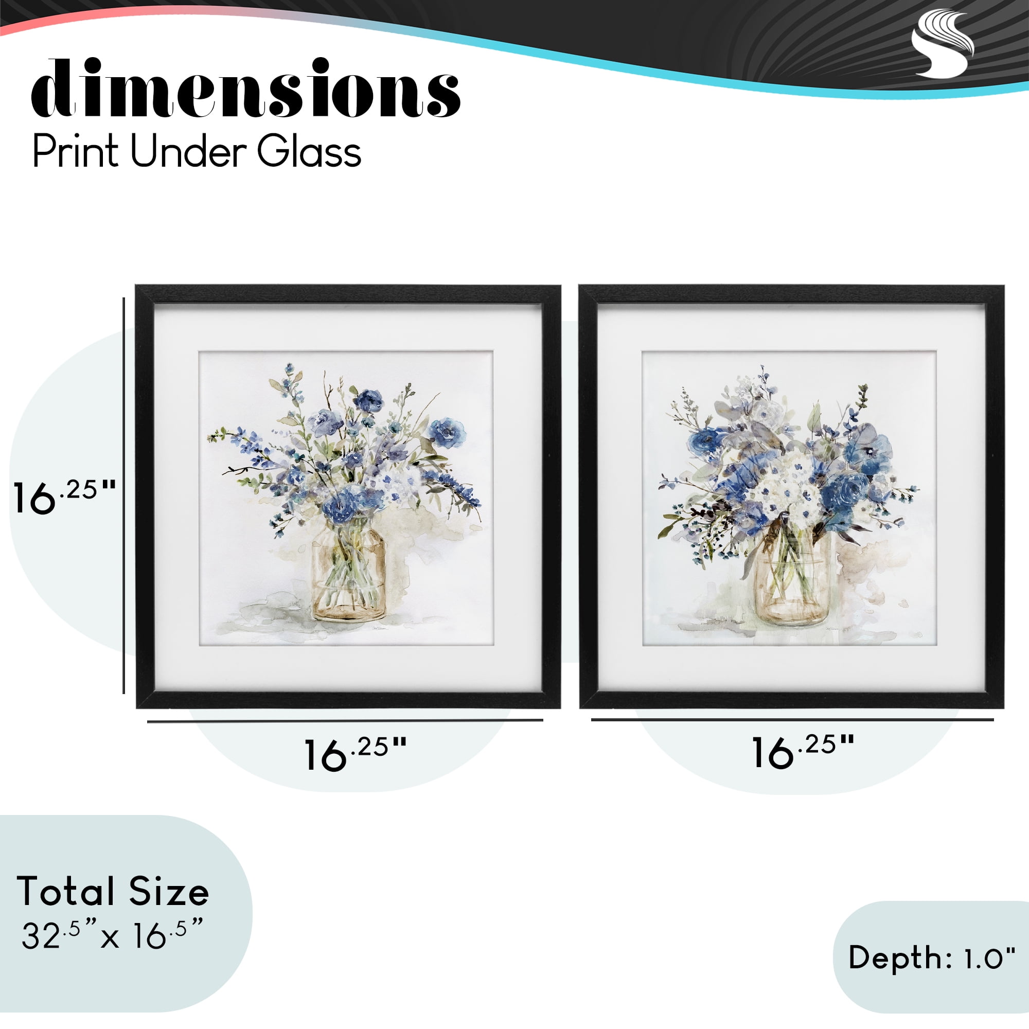 Stupell Industries Spring Watercolor Vases 2 Piece Black Framed Print Under Glass Set, design by Carol Robinson