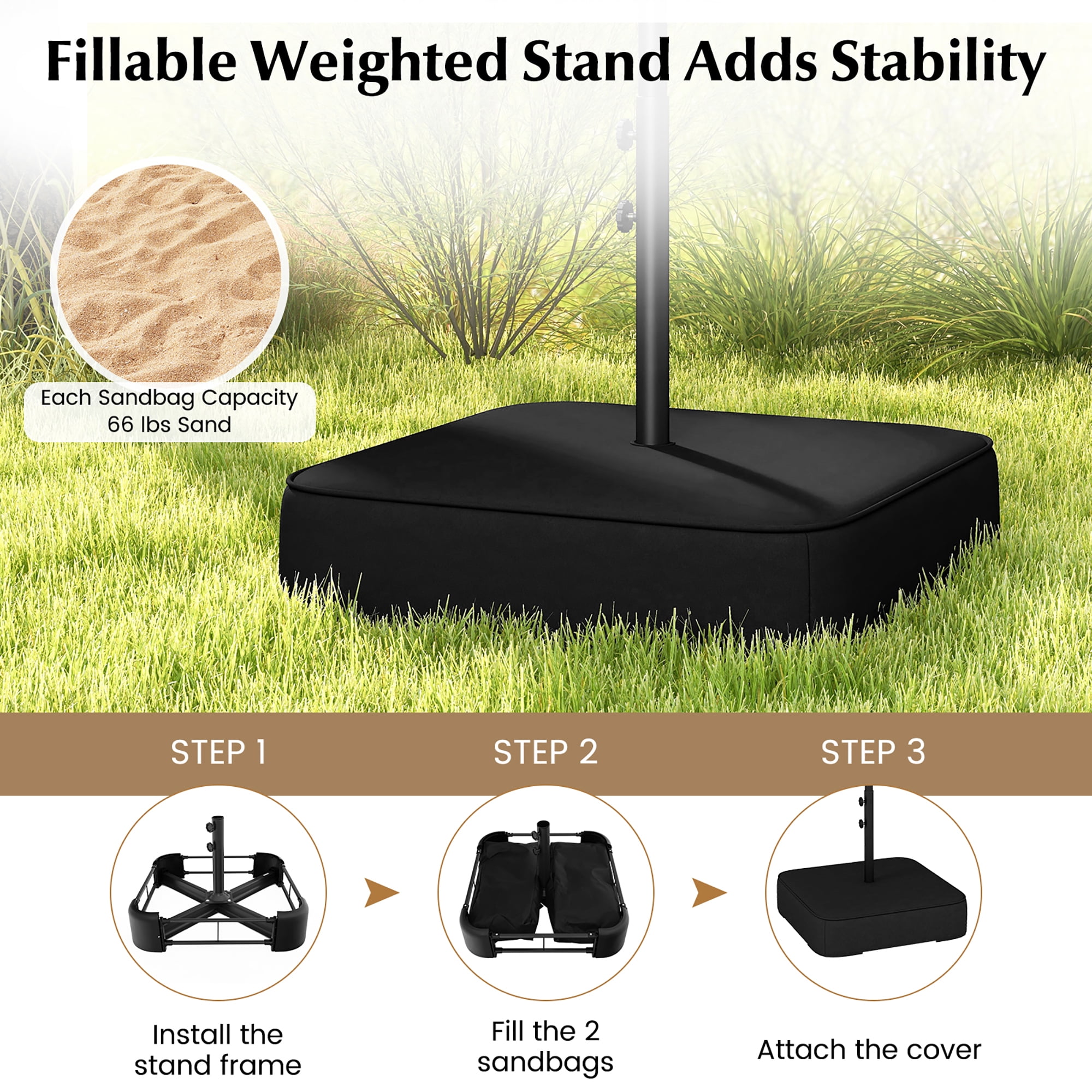 Gymax 13FT Double-sided Patio Umbrella w/ Crank Handle Umbrella Base Safety Lock Wine
