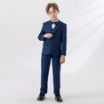 thumbnail image 6 of ZACPNCV Boy's Slim Fit Formal Suits 5 Piece Outfit for Ring Bearers Kids Dress Toddler Boy Tuxedo Homecoming Suits for Boys Blue 12-18 Months, 6 of 9