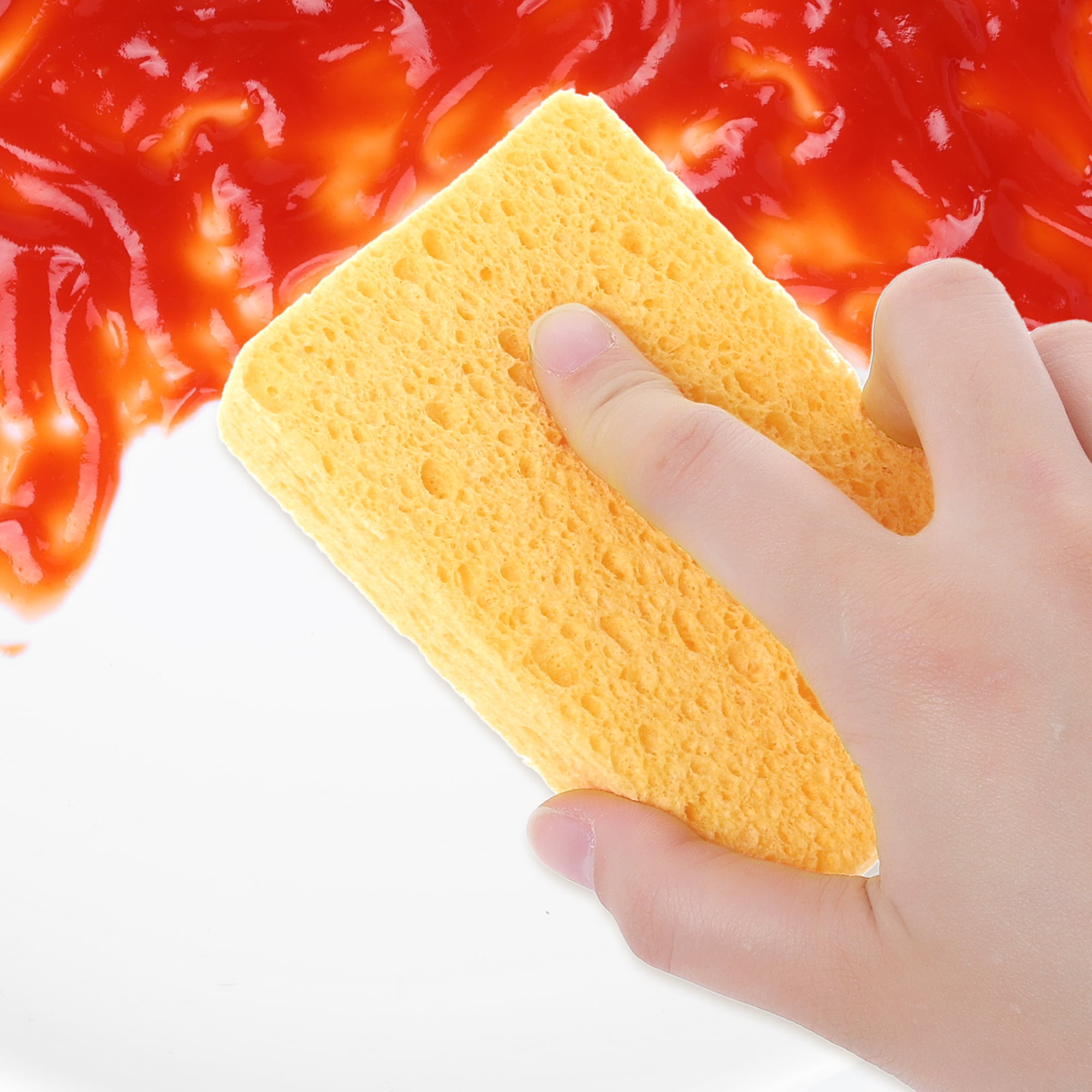 Unique Bargains 6 Pack Non-Scratch Sponges Kitchen Cleaning Sponges Gold 4.3"x2.8"x0.8"