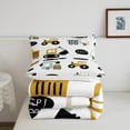 thumbnail image 5 of Construction Bedding King,Cartoon Excavator Tractor Print Comforter Cute Equipment Crane Truck Comforter Set Youth Bedroom Decor,White Yellow Quilt with 2 Pillow Cases, 5 of 6
