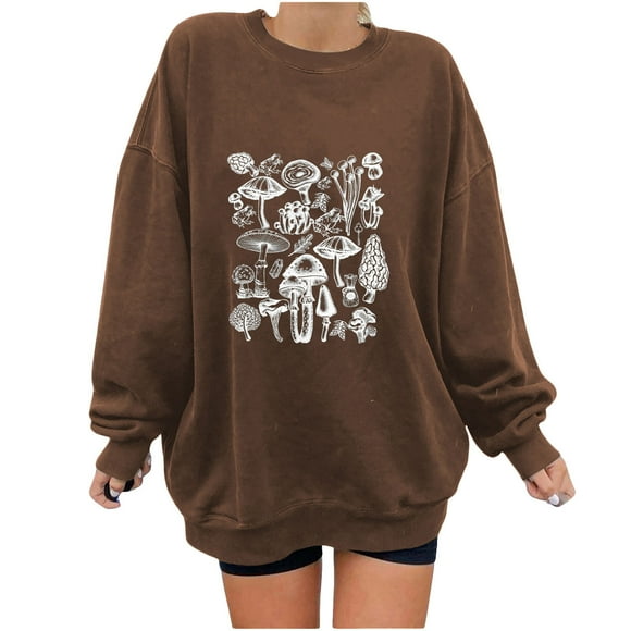XZNGL Long Sleeve Shirt Women Women Casual Full Sleeve Round Neck Tops Loose Shirts Blouse Sun and Moon Print Graphic Sweatshirt Long Sleeve Shirts Women High Neck Tops for Women