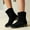 Black, variant on Womens Wine Mid Calf Flock Boots with Wrapped Straps & Tassels, Low Block Heel for Casual & Business Casual, Size 38