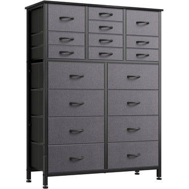 GIKPAL Dressers for Bedroom, Chest of Drawers Dresser with 18 Drawers Fabric Tall Dresser, Steel Frame Wooden Top, Gray