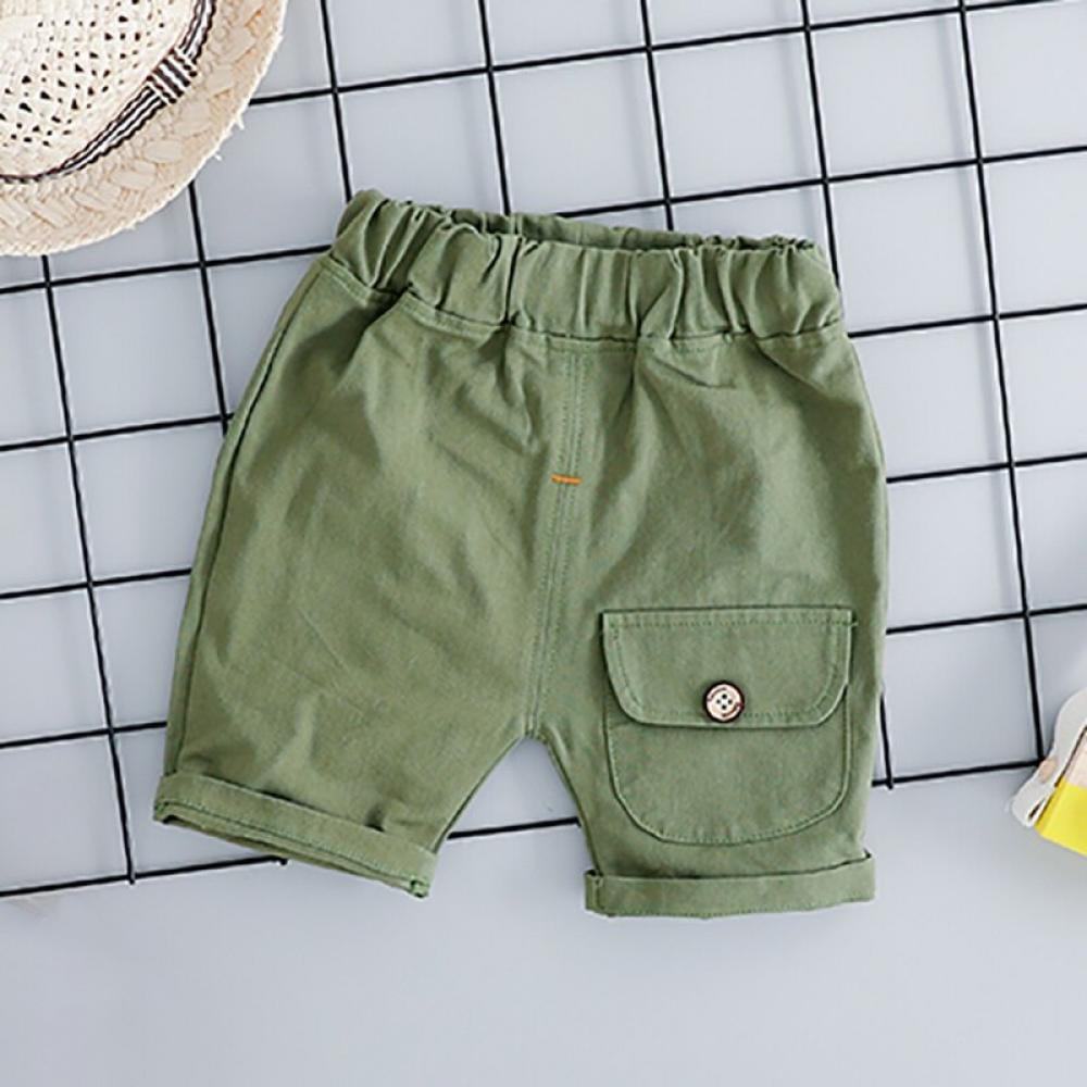 YOUNGER STAR Baby Boy Girl Shorts Summer Cotton Solid Color Short Pants with Pocket 