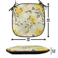 thumbnail image 4 of Flower Chair Seating Cushion Set of 4, Classy Spring Floral Narcissus Branch Pattern with Dots and Line Art, Seat Pads for Office with Anti-slip Backing, 16"x16", Yellow Khaki Cream, by Ambesonne, 4 of 7