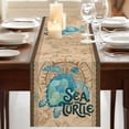 thumbnail image 3 of Table Runners 72 Inches Long Dress Scarves, Vintage Sea Turtle Farmhouse Kitchen/Dining Table Runner, Coffee Tablerunners, Brown Nautical Anchor Bubbles Coastal 16x72 Inch, 3 of 9