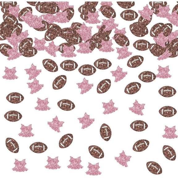 120pcs Pink & Brown Glitter Tutus or Touchdowns Confetti, Boy or Girl Gender Reveal Party Decoration, Sports Theme Baby Shower Confetti Paper Table Scatter