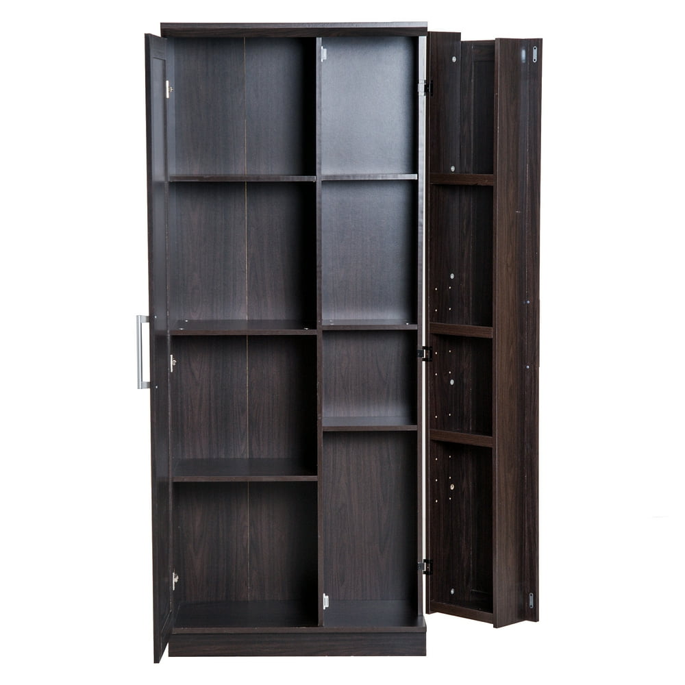 72" Wood Free Standing Kitchen Pantry Organizer Storage Black