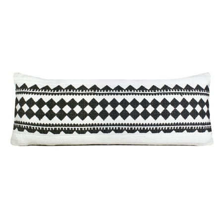 Ox Bay Indoor Mosaic Geometric Stripe Throw Pillow, Black / White, 14" x 36"