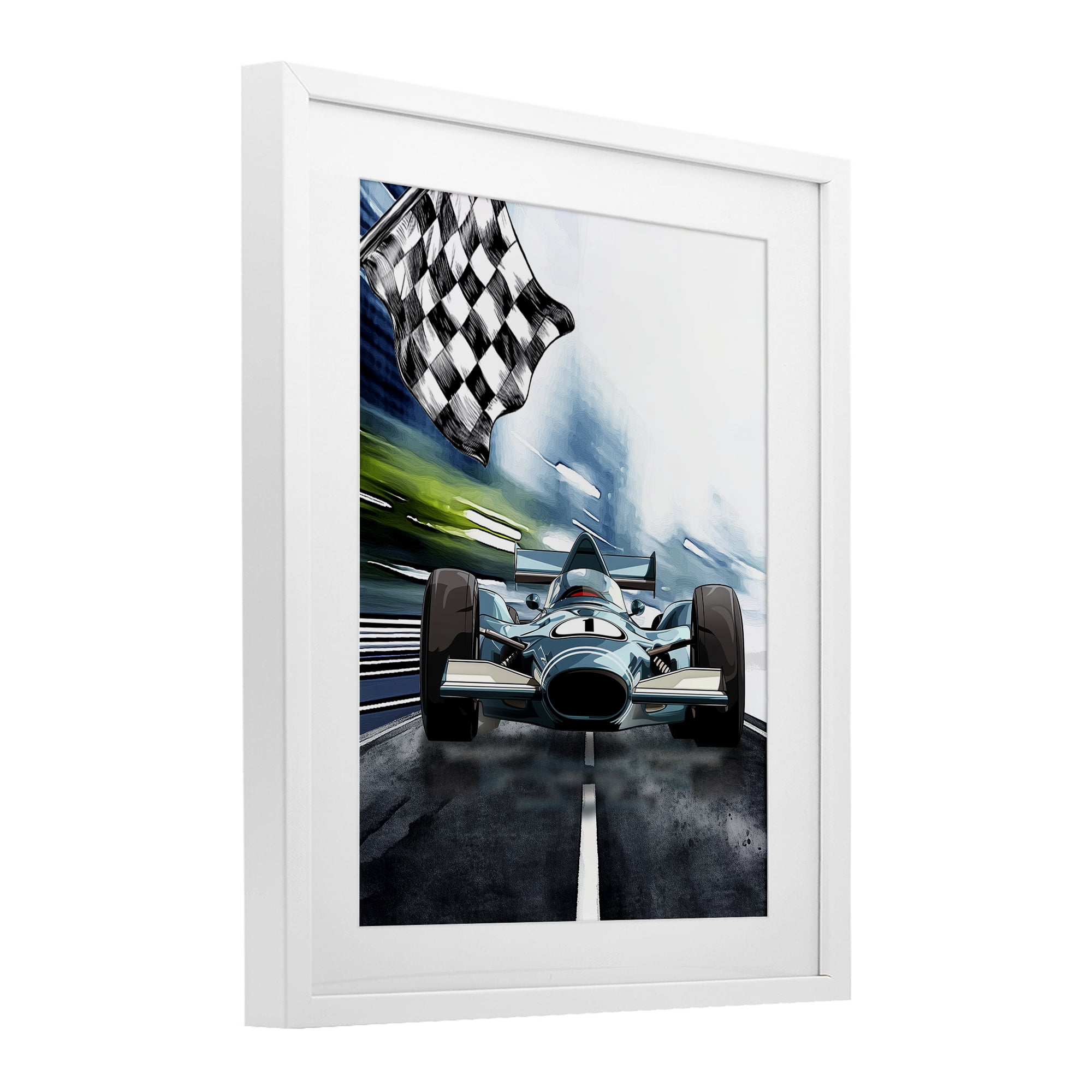 Stupell Industries Racecar Set Go White Framed Print Under Glass, design by Christine Simpson Art