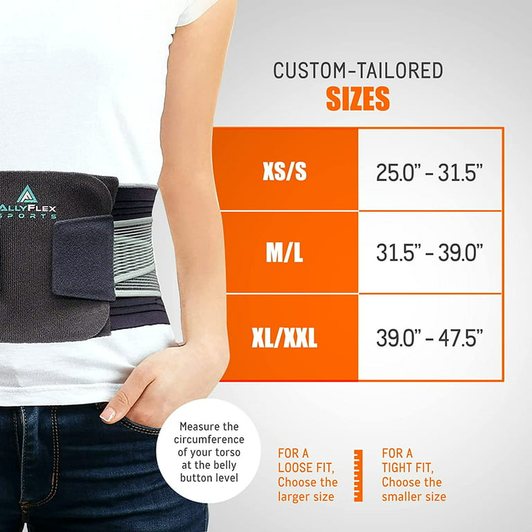 AllyFlex Sports - Back Brace Lumbar Support Belt for Women and Men