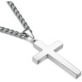thumbnail image 5 of APSVO Silver Cross Necklaces for Men Boys Stainless Steel Cross Pendant Chain Catholic Religious Christian Birthday Valentines Day Jewelry Gifts Teen Him Boyfriend Son Dad Adults Male Kids Age Ideas, 5 of 7