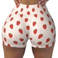 thumbnail image 2 of Lsque Hand Drawn Strawberry Pattern High Waisted Biker Shorts for Women-Tummy Control Fitness Athletic Workout Running Yoga Gym Shorts,Moisture-Wicking-, 2 of 9