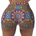 thumbnail image 2 of Fuzoiu Mandala Print Women's Workout Shorts,Workout Biker Shorts Women,Exercise Fitness Shorts,Scrunch Short, Athletic Shorts for Gym Yoga Running Sport Active-Medium, 2 of 8