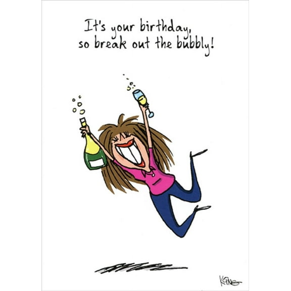 Oatmeal Studios Woman with Bubbly Funny / Humorous Feminine Birthday Card for Her / Woman