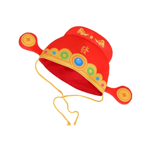 Chinese God Of Wealth Hat With Soft Padding Breathable New Year Party Hat For Family Gatherings And Festival Decoration