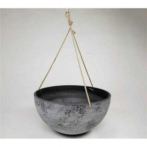 Round Hanging Planter, Spackled Gray