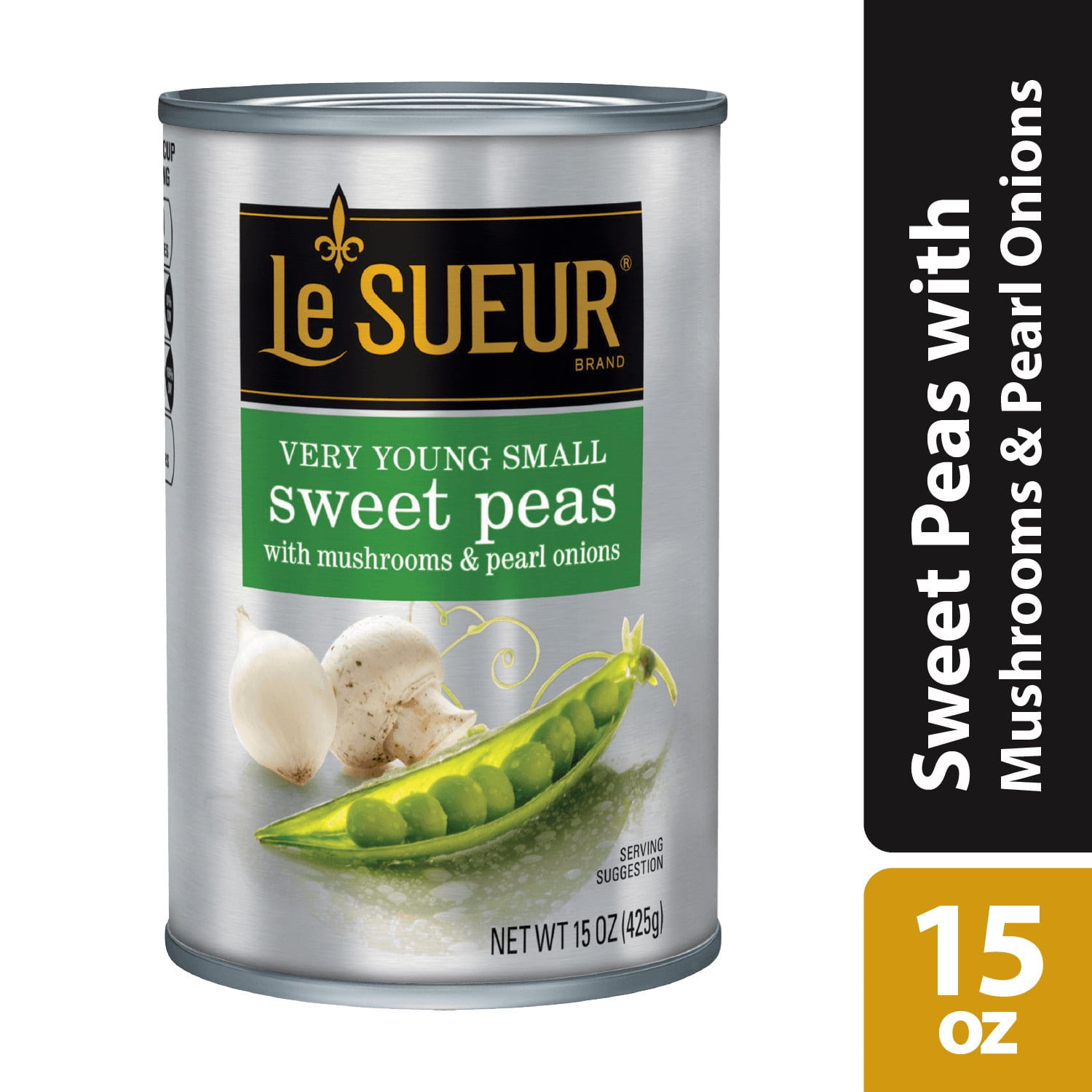 Le Sueur Very Young Small Sweet Peas with Mushrooms & Pearl Onions, 15 oz