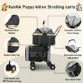 thumbnail image 3 of XunKA Foldable Double Pets Stroller for Dogs and Cats, Double Strollers with Detachable Carriers Foldable Pet Travel Jogger Stroller Removable Cat Carrier Bag for Small Medium Dogs Up to 60Lbs,Black, 3 of 10