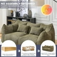 thumbnail image 6 of 73.2'' Modern Upholstered LoveSeat Couch, Memory Foam Sleeper Sofa with 2 Pillows, No Assembly Needed, Lazy Floor Sofa for Small Space, Living Room, Office, Apartment (Green), 6 of 7