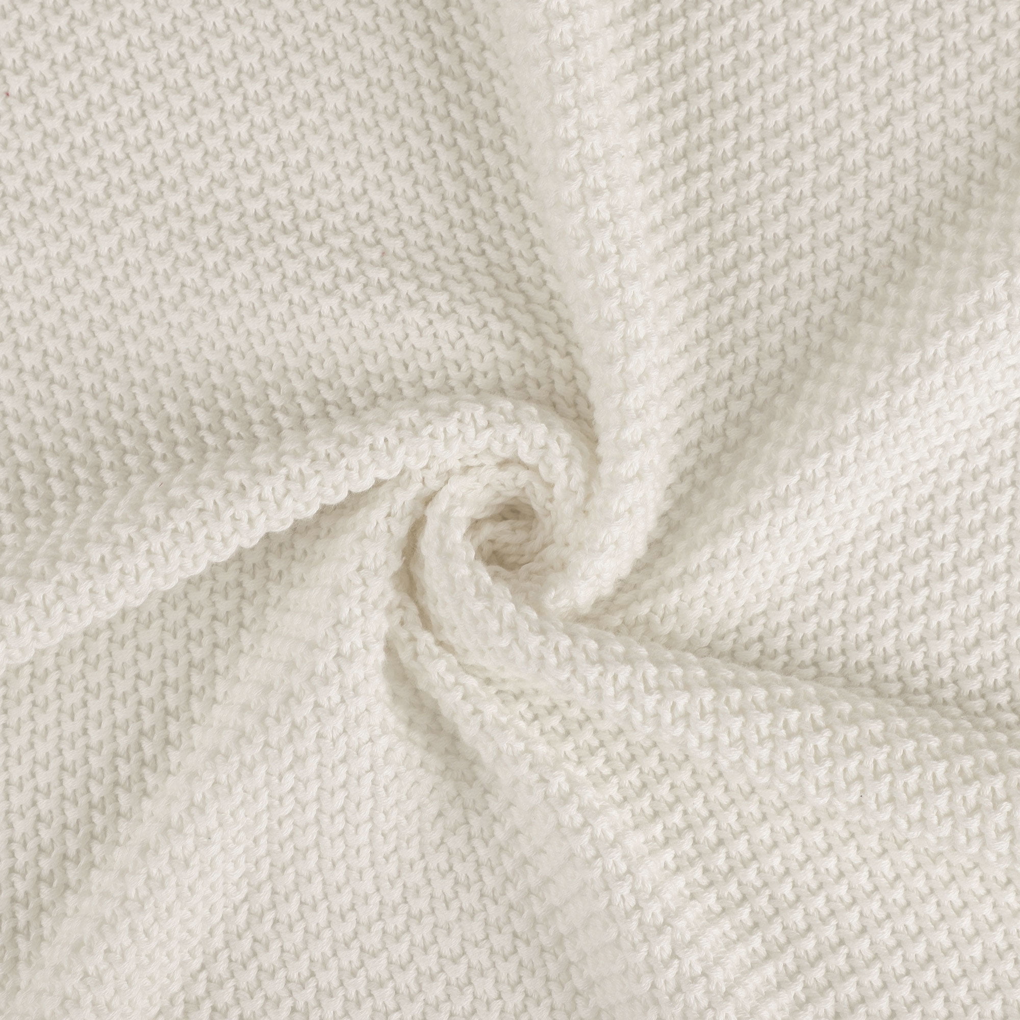 Unique Bargains Pure Cotton Soft Cable Knit Throw Blanket Beige 70" x 78"