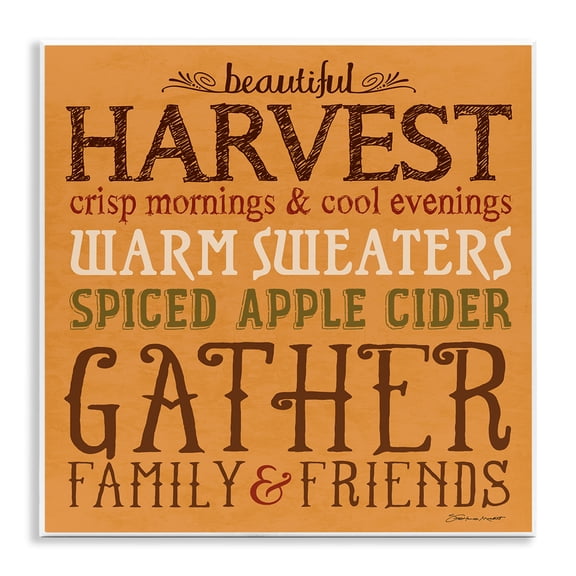 Stupell Industries Rustic Lodge Beautiful Harvest Fall Seasonal Wall Plaque Art, 12 x 12, by Stephanie Workman Marrott