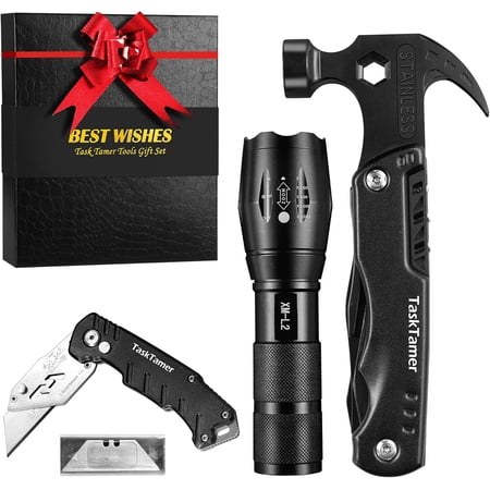 Multitools For Men Women Multi tool Gift Set with 3 tiems Multi-tool Hammer Utility Knife LED Flashlight EDC Toolbox for Car Super Tools Gifts Set For Father Husband for Christmas Birthday